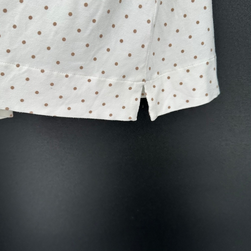 J. Jill Wearever White Tan Polka Dot 3/4 Sleeve Top Shirt Womens Medium - Picture 5 of 9